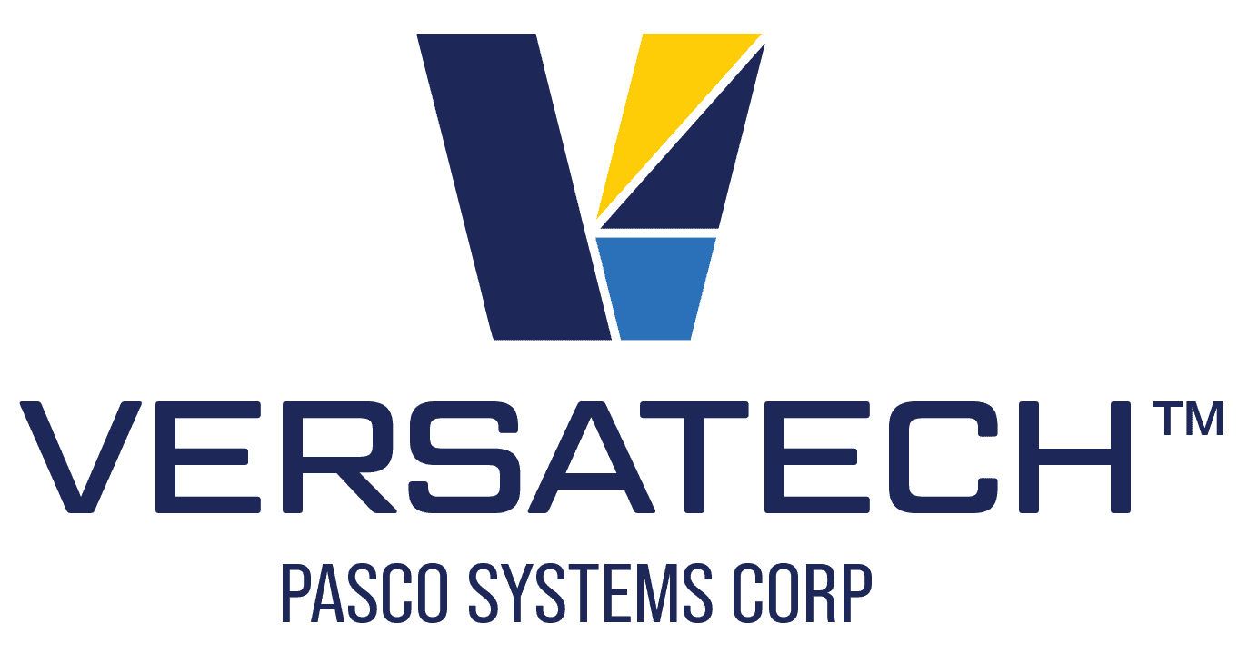 Versatech™ logo with Pasco Systems Corp branding, representing automation solutions for manufacturers.